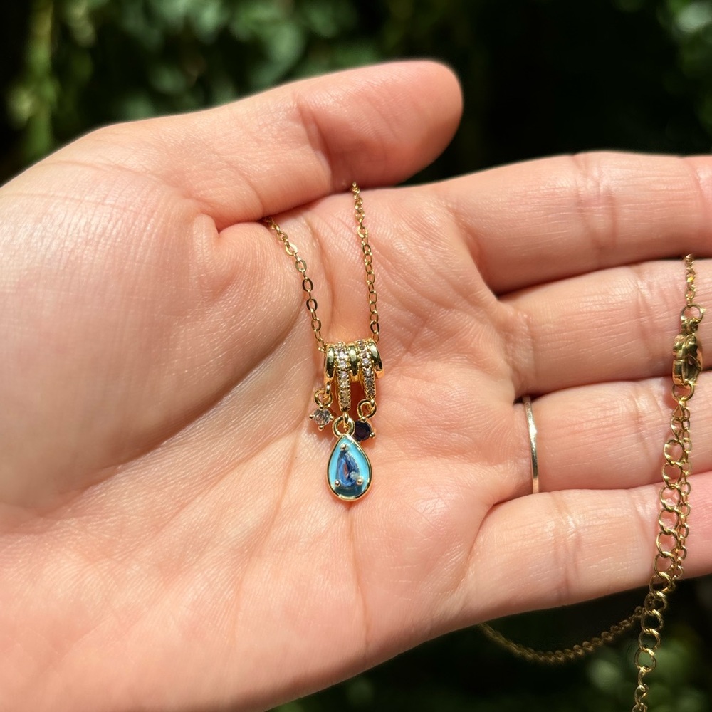 18K Gold Plated Moroccan Style Diamond Charm Necklace - Picture 5 of 6